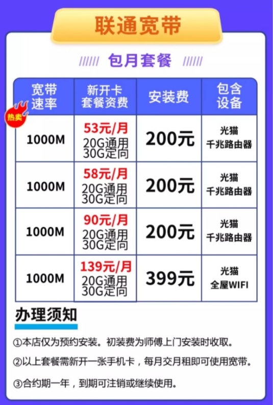 东莞联通宽带套餐表2024（东莞宽带办理安装省钱攻略）